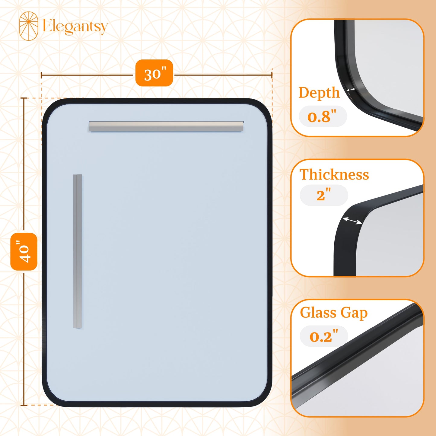 Elegantsy 40x30 Black Bathroom Mirror