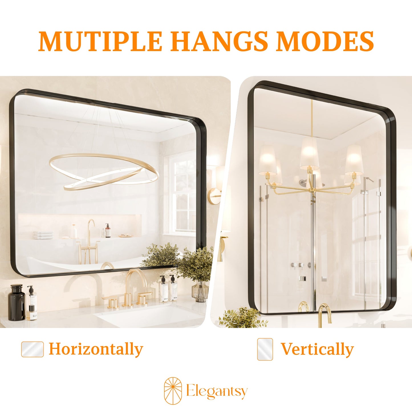 Elegantsy 40x30 Black Bathroom Mirror